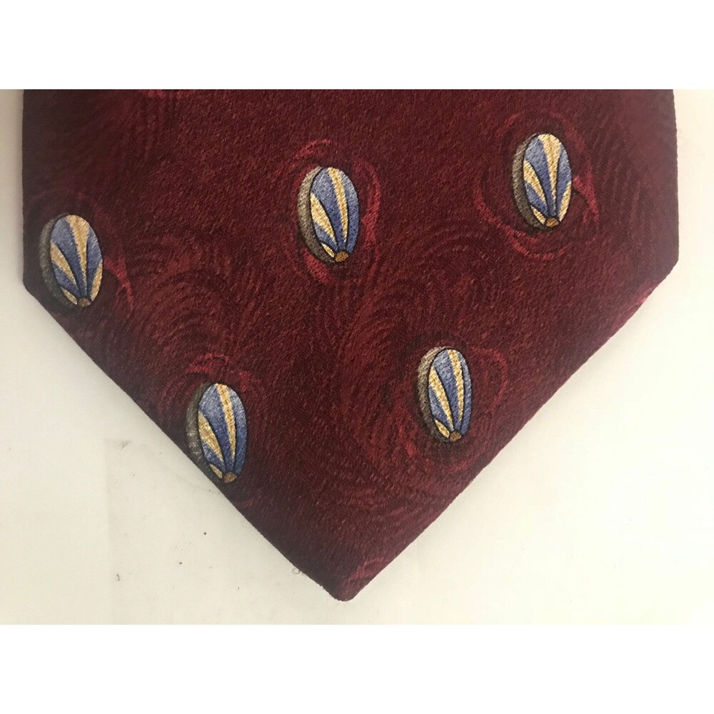 Vintage Robert Talbot Tie Nordstrom - Burgundy with Blue & Yellow Round Pattern
